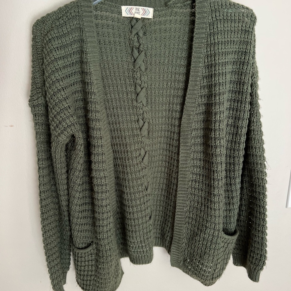 Pink Rose Lace Up Back Cardigan